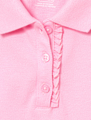 Polo en piqué extensible doux à volants pour uniforme pour filles - Taille Plus