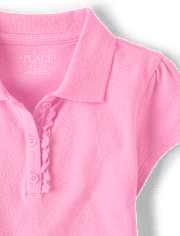 Girls Uniform Ruffle Pique Polo - Plus