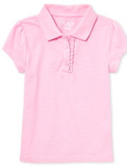Polo en piqué extensible doux à volants pour uniforme pour filles - Taille Plus