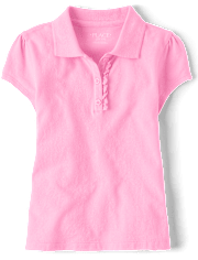 Girls Uniform Ruffle Pique Polo - Plus