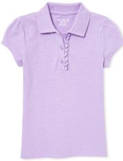 Polo en piqué extensible doux à volants pour uniforme pour filles - Taille Plus