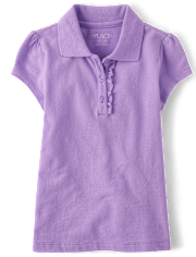 Girls Uniform Ruffle Pique Polo - Plus