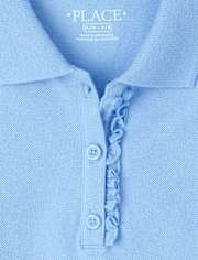 Polo de piqué con volantes de uniforme para niñas