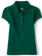 Polo de piqué con volantes de uniforme para niñas