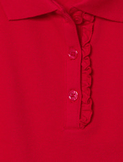 Girls Uniform Ruffle Soft Stretch Pique Polo - Plus