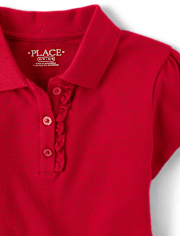 uniformes pour fille Ruffle Pique Polo - Plus