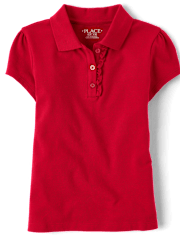 uniformes pour fille Ruffle Pique Polo - Plus