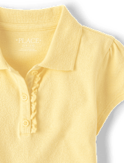 Girls Uniform Ruffle Pique Polo - Plus