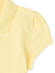 Girls Uniform Ruffle Soft Stretch Pique Polo - Plus