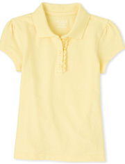 Girls Uniform Ruffle Soft Stretch Pique Polo - Plus
