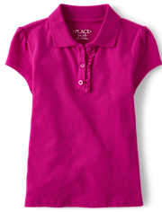 Girls Uniform Ruffle Pique Polo - Plus