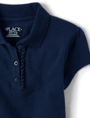 Girls Uniform Ruffle Pique Polo - Plus