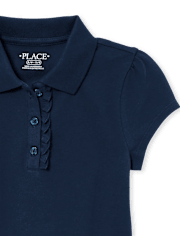 Polo de piqué con volantes de uniforme para niñas