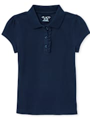 Polo de piqué con volantes de uniforme para niñas