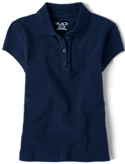 Girls Uniform Ruffle Pique Polo - Plus