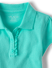 Girls Uniform Ruffle Pique Polo - Plus