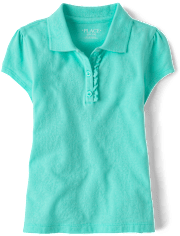 Girls Uniform Ruffle Pique Polo - Plus