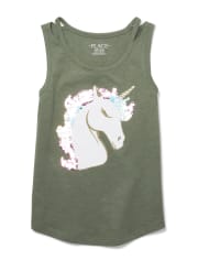 Girls Flip Sequin Cut Out Tank Top