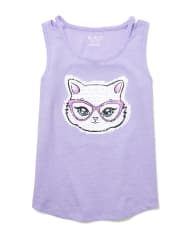 Camiseta sin mangas con abertura y lentejuelas para niñas