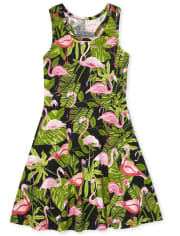 Girls Flamingo Racerback Dress