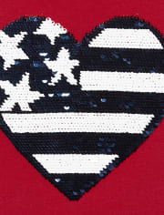 Girls Americana Flip Sequin Stars And Stripes Heart Romper