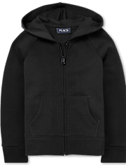 Sudadera con capucha y cremallera de felpa francesa uniforme para niñas