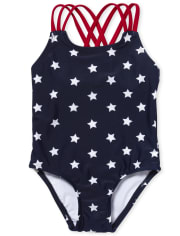 Baby And Toddler Girls Americana Star One Piece Swimsuit