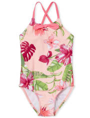 Girls Floral One Piece Swimsuit