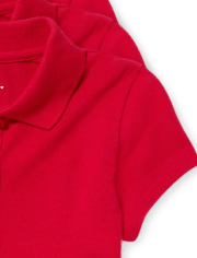 Girls Uniform Soft Stretch Pique Polo 5-Pack