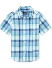 Boys Dad And Me Plaid Poplin Matching Button Down Shirt