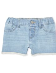 Shorts cortos de mezclilla con rayas laterales y purpurina para bebés y niñas pequeñas