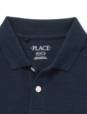 The Children's Place Boys' gray short sleeve w aqua trim Polo Shirt,S 5/6 M 7/8