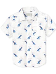 Camisa con botones de popelina Americana Dino para bebés y niños pequeños