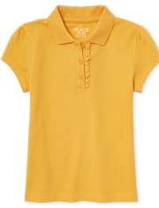Polo de piqué con volantes de uniforme para niñas