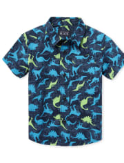 Baby And Toddler Boys Dino Poplin Button Down Shirt