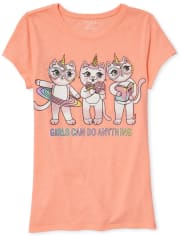 Girls Glitter Caticorn Graphic Tee