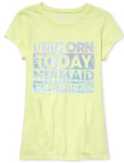 Girls Foil Unicorn Mermaid Graphic Tee