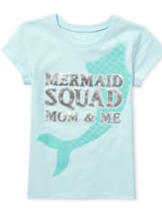 Girls Foil Mermaid Squad Graphic Tee