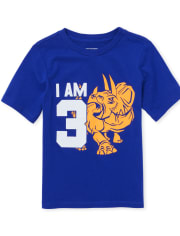 Baby And Toddler Boys 3 Triceratops Birthday Graphic Tee