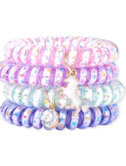 Paquete de 4 pulseras en espiral con forma de estrella y unicornio para niñas