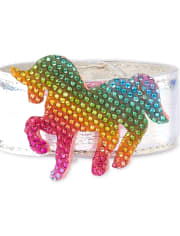 Girls Rhinestud Rainbow Unicorn Slap Bracelet