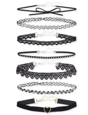 Girls Lace Choker Necklace 7-Pack