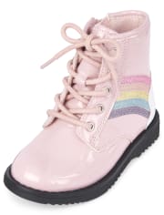 Toddler Girls Glitter Rainbow Lace Up Boots