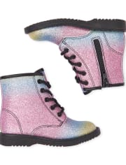 Toddler Girls Glitter Rainbow Lace Up Boots