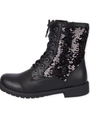 Botas con cordones y lentejuelas para niñas