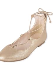 Bailarinas Metálicas con Cordones para Niñas