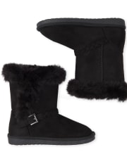 Girls Braided Faux Fur Boots