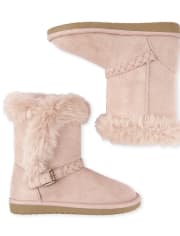 Botas de piel sintética trenzadas para niñas