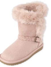 Botas de piel sintética trenzadas para niñas