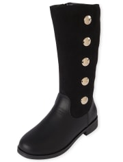 Girls Studded Faux Suede Tall Boots